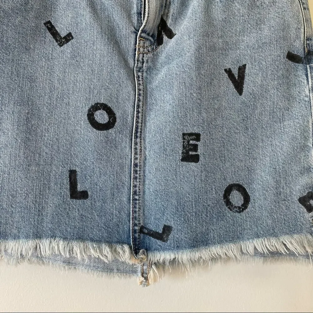 NWOT Anthropologie Current/Elliott Love Letters Denim Mini Skirt 25 - Picture 5 of 7